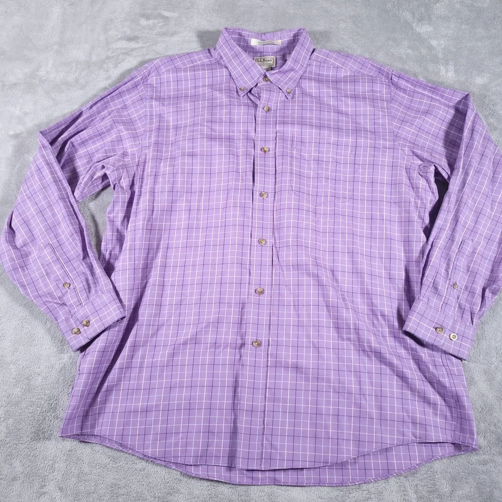 Lot of 2 LL Bean Button Down Shirts Mens XL Wrinkle‎ Free Traditional Fit *Read